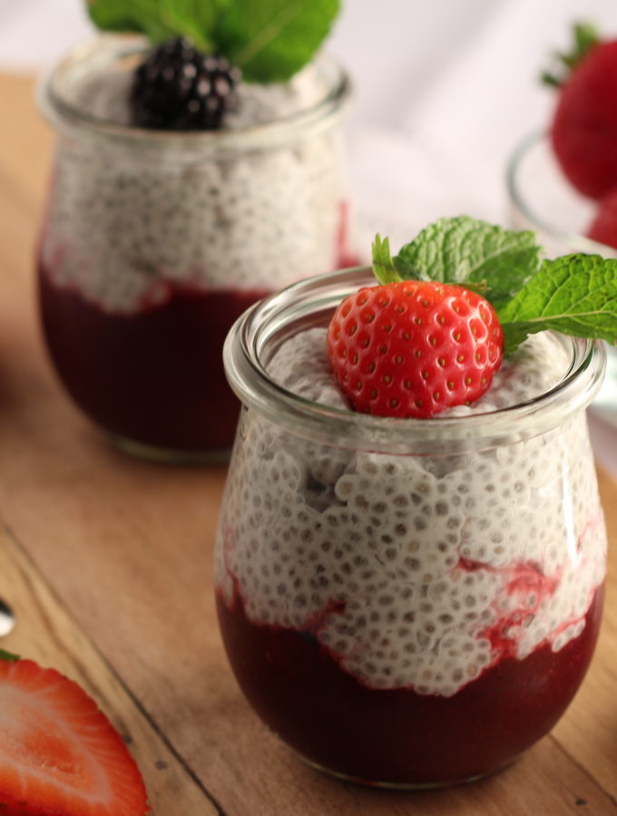 Chia Seed Pudding with Mixed Berry Coulis