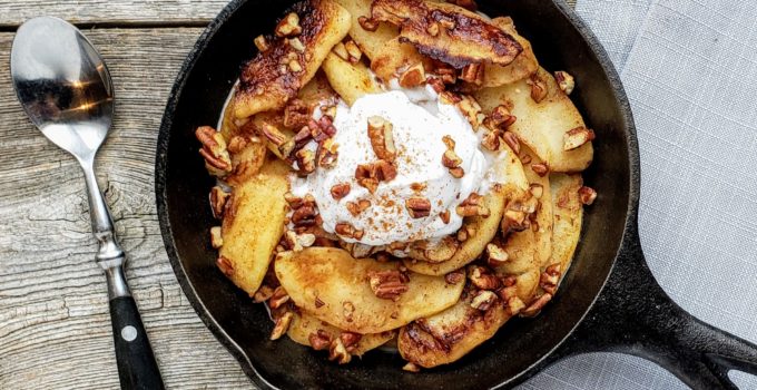 Sauteed Apples with Pecans and Whipped Coconut Cream (Sugar Free, Dairy Free, Paleo)